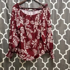 Chic Burgundy Floral Blouse